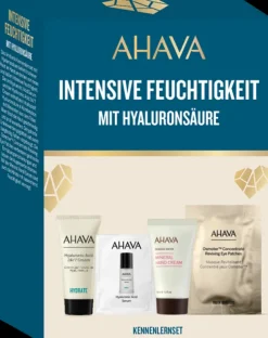 Ahava Time to Hydrate Face Care Trial Kit = Hyaluronic Acid 24/7 Cr.15 ml+Hyaluronic Acid Serum 3ml+Osmoter Conc.Reviving Eye Patch+Mineral Hand Cr. 40 ml