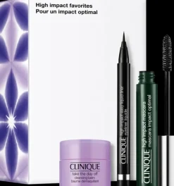 Clinique High Impact Favorites Set = High Impact Mascara I.Black 7 ml + TTDO Cleansing Balm 15 ml + High Impact Easy Liquid Liner Black 0,34 g