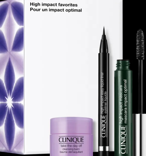 Clinique High Impact Favorites Set = High Impact Mascara I.Black 7 ml + TTDO Cleansing Balm 15 ml + High Impact Easy Liquid Liner Black 0,34 g