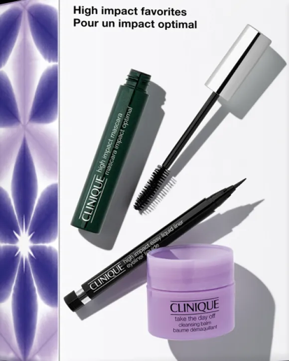Clinique High Impact Favorites Set = High Impact Mascara I.Black 7 ml + TTDO Cleansing Balm 15 ml + High Impact Easy Liquid Liner Black 0,34 g