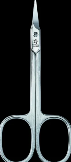 Pfeilring 9cm, Hautschere, Turmspitz, strichmattiert, vernickelt, gebogen, in Blister
