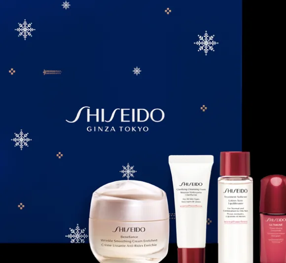 Shiseido Benefiance Enriched Holiday Kit = Wrinkle Smooth.Cream Enr.50 ml + D-Prep Cl.Cleans.Foam 15 ml + D-Prep Treat.Softener 30 ml + UTM P.Inf.Conc.10 ml